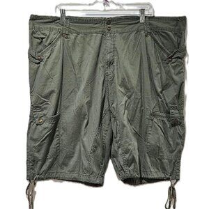 ROUTE 66 OLIVE GREEN COTTON LONG CARGO SHORTS 2X